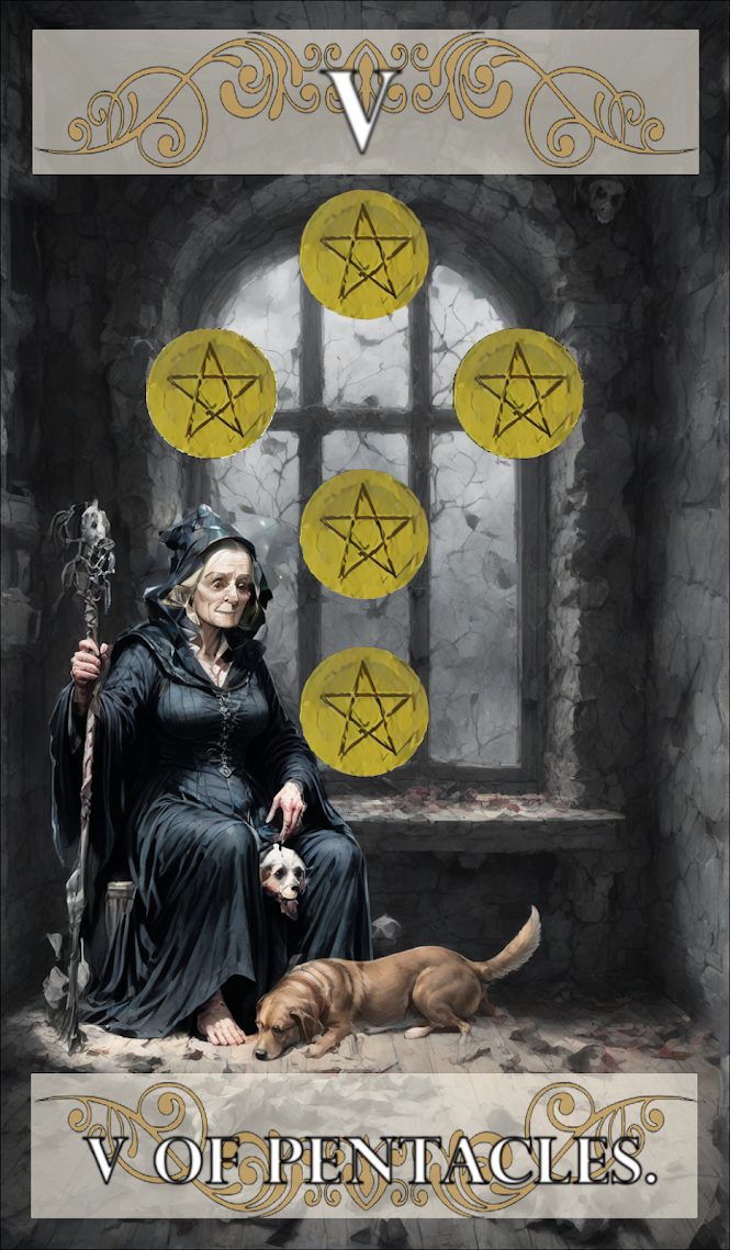 自作タロット「V of Pentacles」